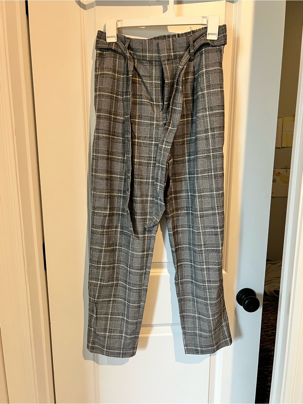 Classic Gray Plaid Womens Trousers